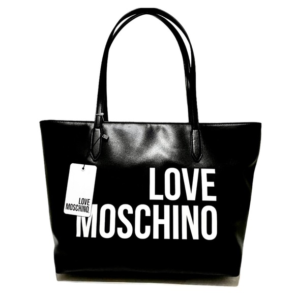 🆕 Moschino Love Black Large Tote plus Bonus Twilly